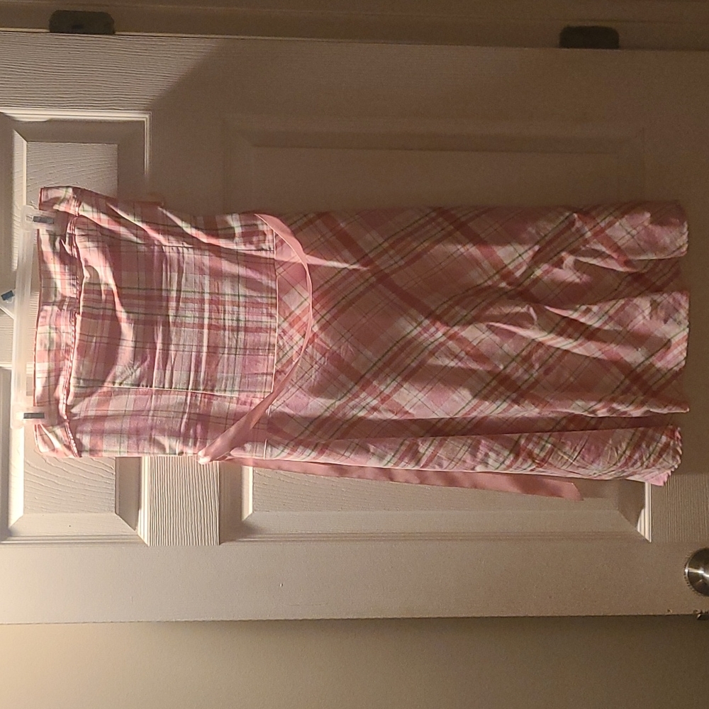 pink and green dress